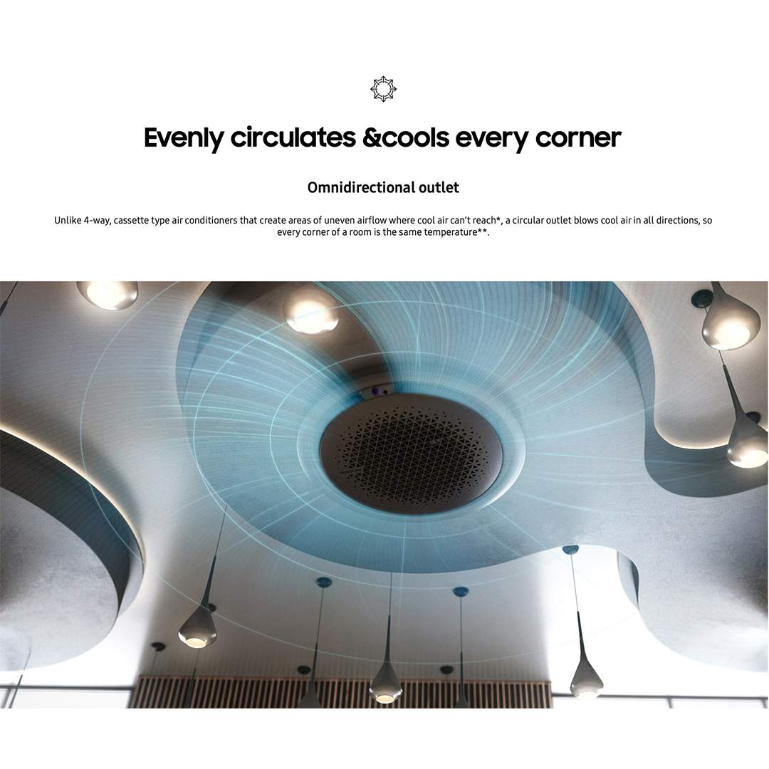 Samsung AC Cassette Inverter 360 Wind-Free Square Panel 3 PK - Hitam - AC071FE6DKF/EA | AC071 FE6DKF